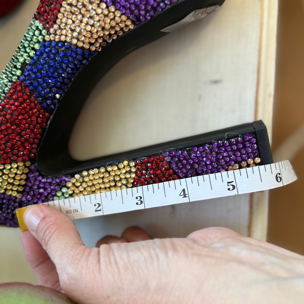 AZALEA WANG Margaret Multi Rhinestone Platform Heels Party Colorful WOMEN 6 - Picture 12 of 12